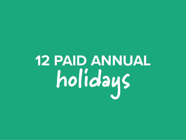 12 Paid Holidays
